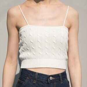 White Brandy Melville Cropped Cable Knit Tank